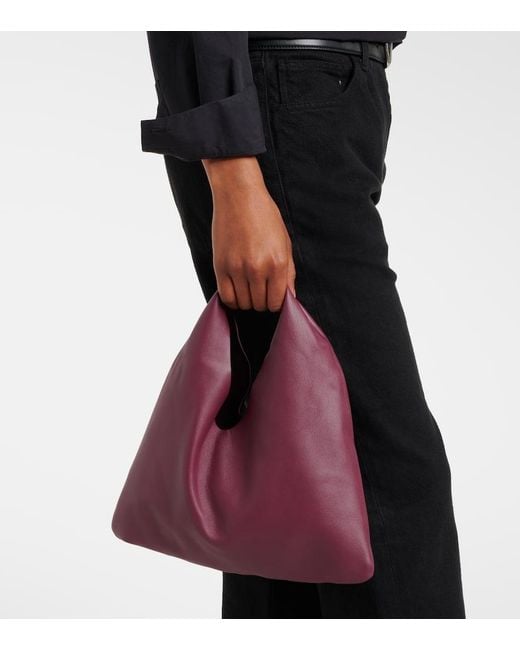 The Row Purple Bindle Small Leather Tote Bag