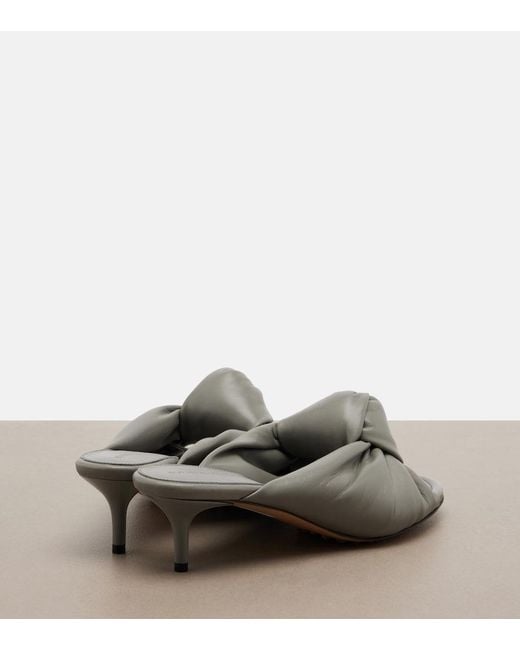 Bottega Veneta Gray Cherry Knot Leather Mules