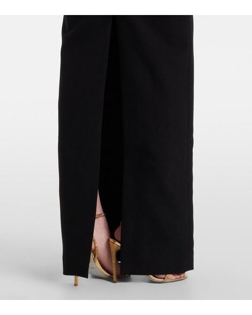 Roland Mouret Black Floral-Applique Strapless Gown