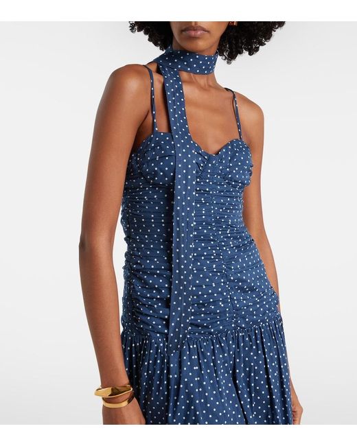 Posse Blue Edie Polka-Dot Midi Dress