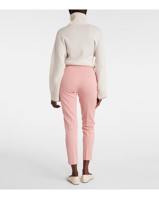 Max Mara Pink Pegno Cropped Jersey Slim Pants