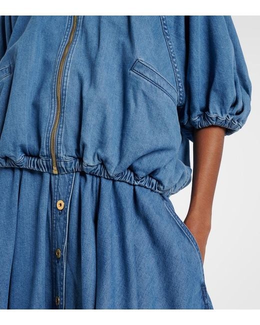 Patou Blue Tie-Neck Denim Jacket