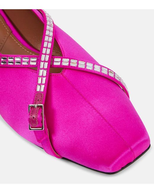 D'Accori Purple Cara Satin Ballet Flats