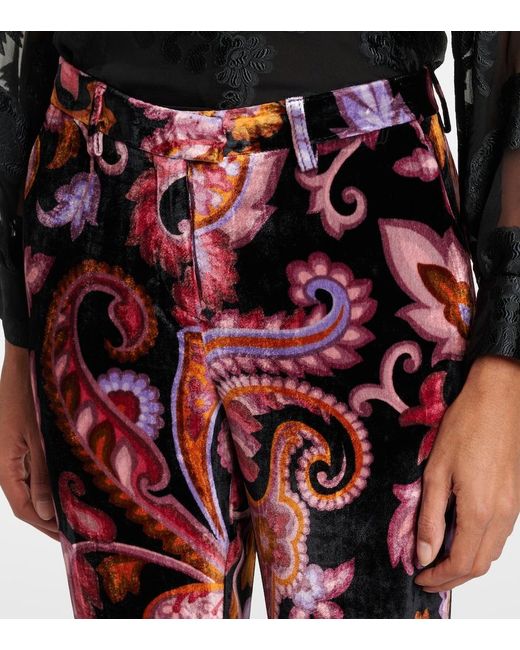 Etro Red Jacquard Straight Pants