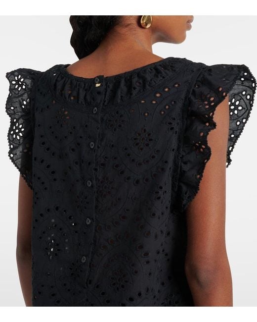 Poupette Blue Broderie Anglaise Cotton Top