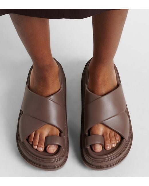 Sacai Brown Platform Slides