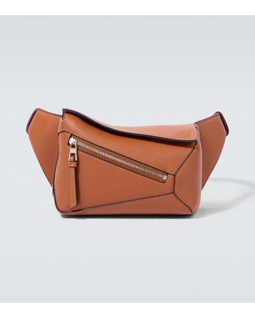 Loewe Brown Puzzle Mini Leather Belt Bag for men