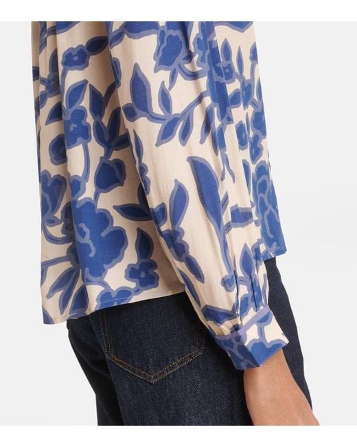 Velvet Blue Elda Printed Crepe Blouse
