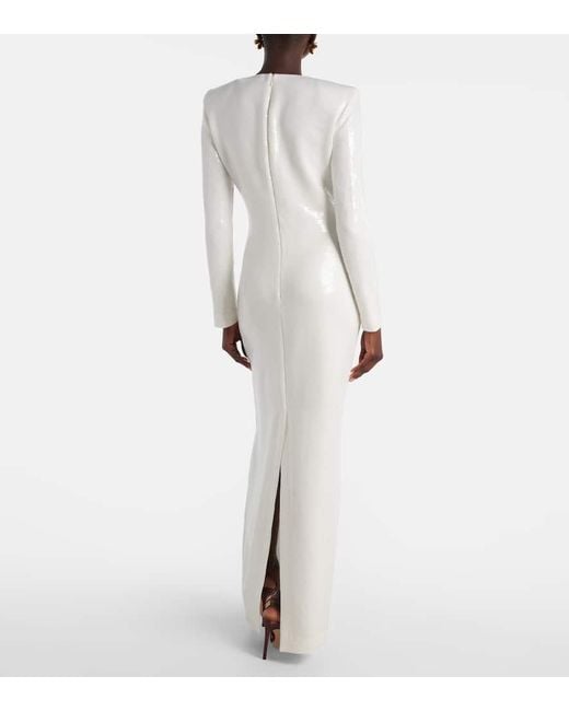 Vestido De Fiesta De Jersey Con Lentejuelas Oscar de la Renta de color White