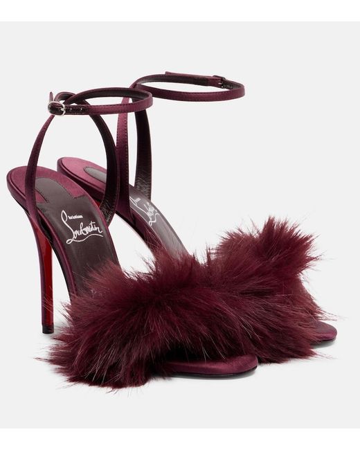 Christian Louboutin Red Patchoulina 100 Crepe Satin Sandals