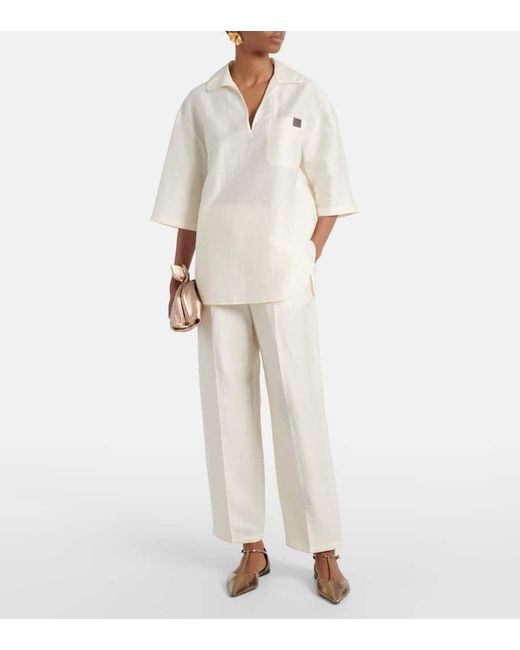 Max Mara White Polohemd Osiride Aus Leinen Und Seide