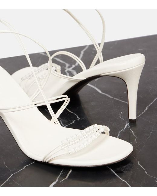 Khaite White Loop 75 Embellished Leather Sandals
