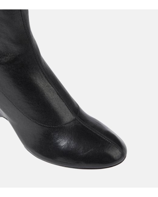 Khaite Black Apollo Wedge Leather Ankle Boots