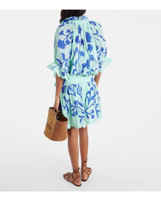 Vestido Camisero De Algodon Floral Juliet Dunn de color Blue