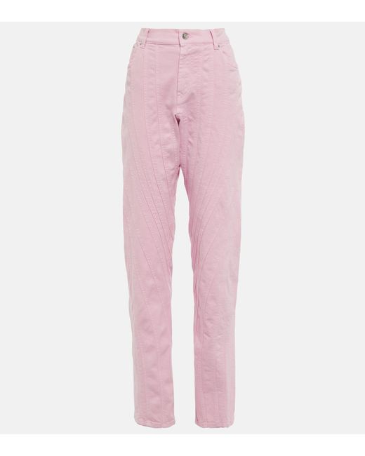 Jeans a gamba larga e vita bassa di Mugler in Pink