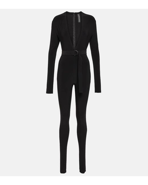 Jumpsuit in jersey con scollo a V di Norma Kamali in Black