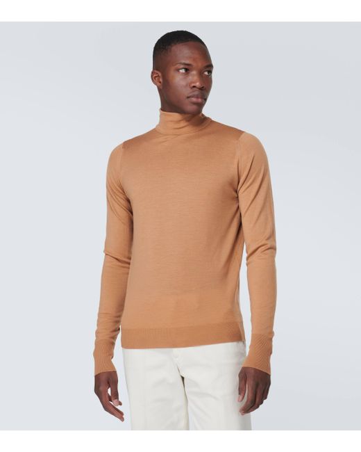 John Smedley Brown Richards Wool Turtleneck Sweater for men