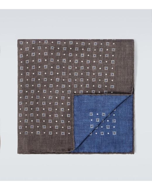 Brunello Cucinelli Brown Silk Pocket Square for men