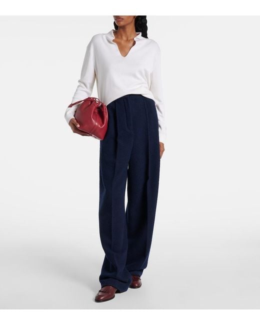 Loro Piana White Silk And Cotton Polo Sweater