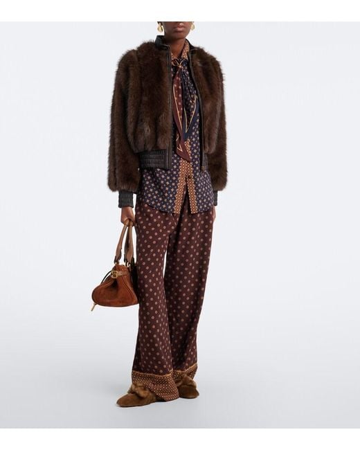 Zimmermann Brown Carousel Shearling Ballet Flats