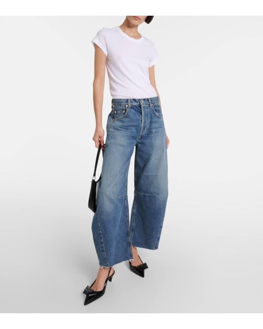 Citizens of Humanity Blue Horseshoe Mid-rise Wide-leg Jeans