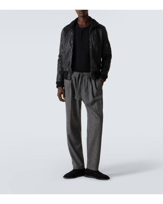 Dolce & Gabbana Black Leather Bomber Jacket for men