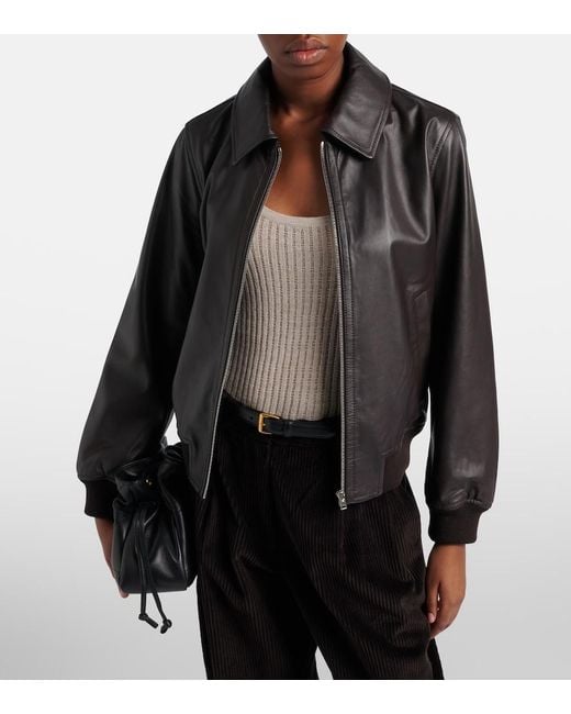 Yves Salomon Black Hooded Leather Blouson Jacket