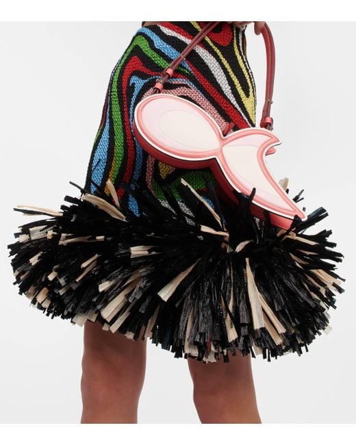 Emilio Pucci Black Fringe-trimmed Printed Miniskirt
