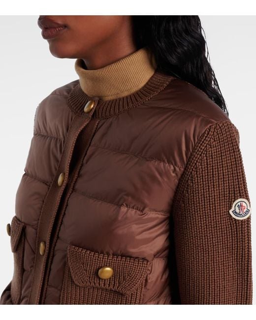 Moncler Brown Wool-Trimmed Down Jacket
