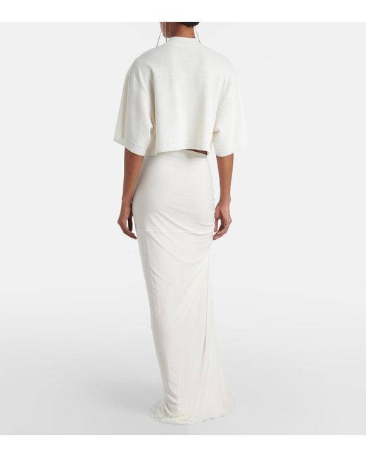 Alaïa White Draped Jersey Maxi Skirt