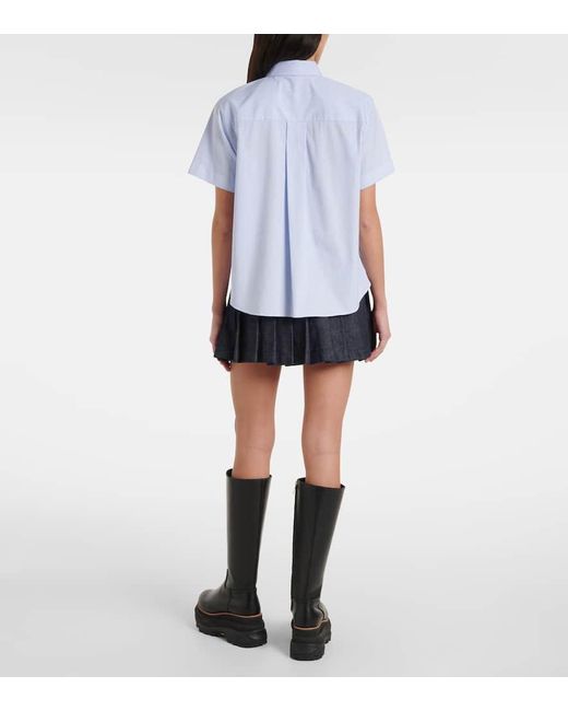 Camisa De Popelin De Algodon A Rayas Sacai de color Blue