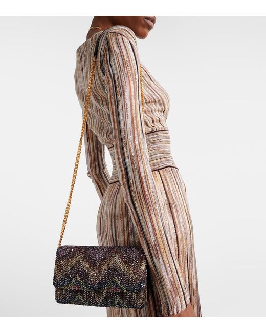 Missoni Black Caperdoni Small Leather-Trimmed Sequined Crossbody Bag