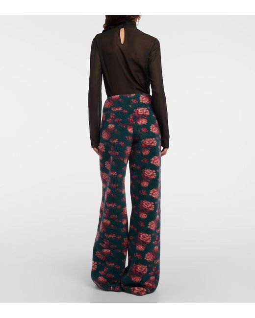 Magda Butrym Blue High-Rise Floral Teddy Straight Pants