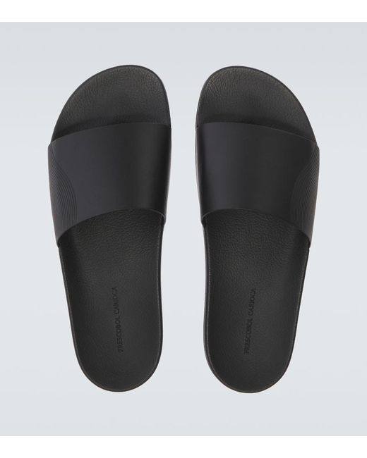 Frescobol Carioca Black Humberto Leather Slides for men