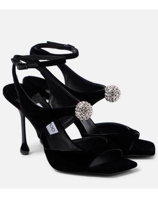 Sandalias Orb 95 De Terciopelo Adornadas Jimmy Choo de color Black