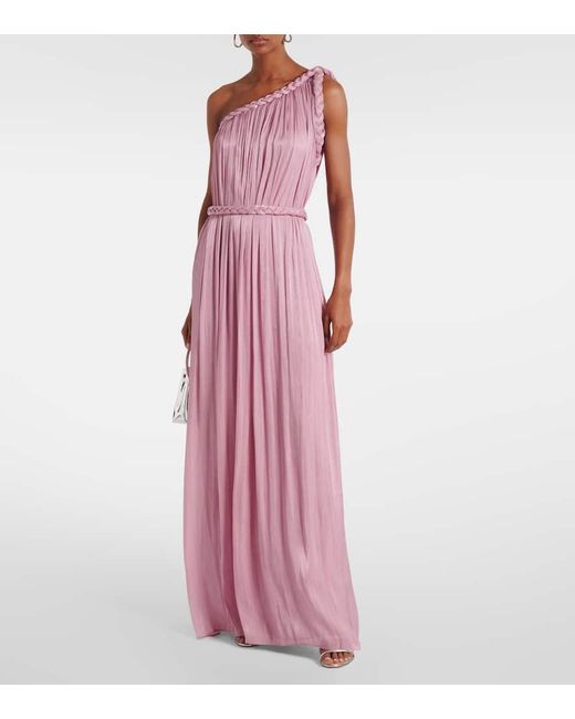 Costarellos Pink Isilda Lame Georgette Gown