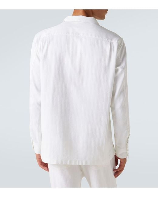 Tom Ford White Striped Cotton And Silk Shirt for men