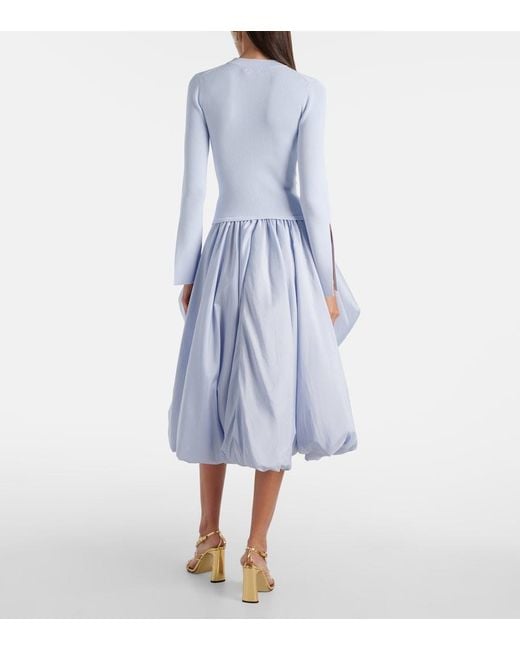 Jonathan Simkhai Blue Kenlie Taffeta-Trimmed Midi Dress