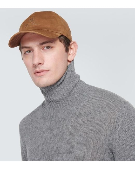 Loro Piana Brown Suede Baseball Cap for men