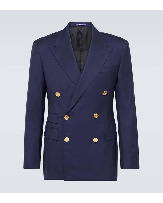 Ralph Lauren Blue Gregory Double-Breasted Wool Blazer for men