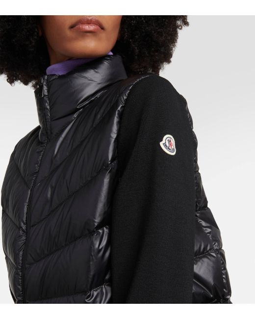 Moncler Black Down-paneled Wool Jacket