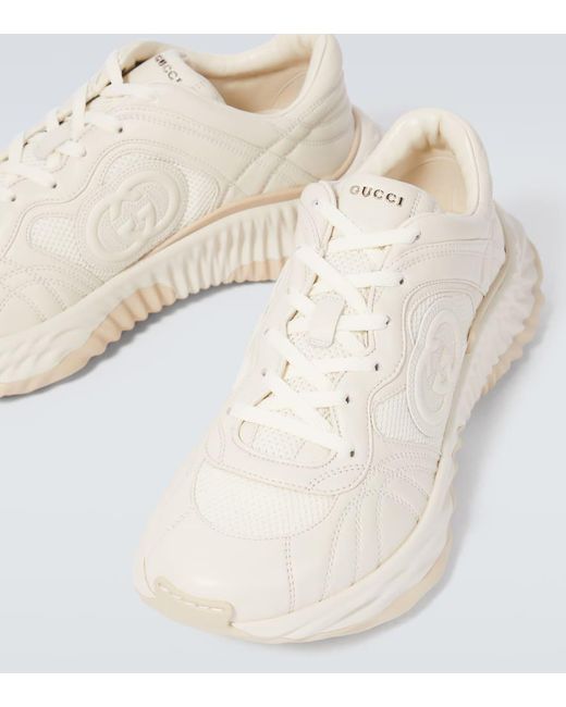 Gucci White Interlocking G Leather Sneakers for men