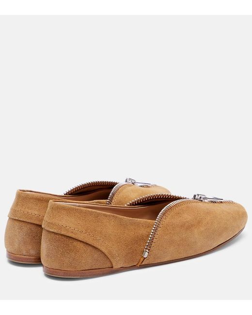 J.W. Anderson Brown Biker Suede Ballet Flats