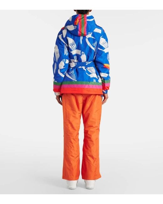 Farm Rio Blue Colorblocked Printed Ski Jacket