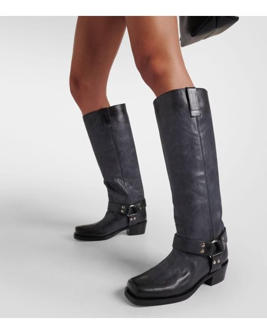 Paris Texas Black Roxy Leather Knee-high Boots