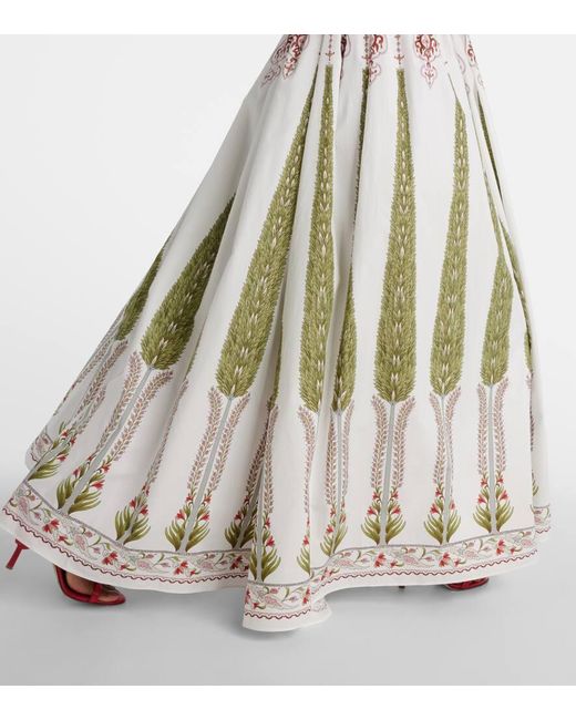 Vestido largo de popelin de algodon estampado Giambattista Valli de color White