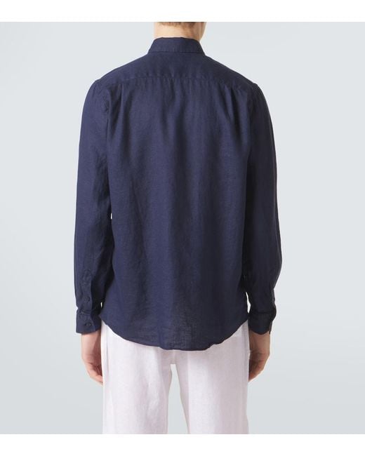 Vilebrequin Blue Linen Shirt for men