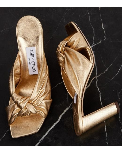 Jimmy Choo Avenue 85 Metallic Leather Sandals