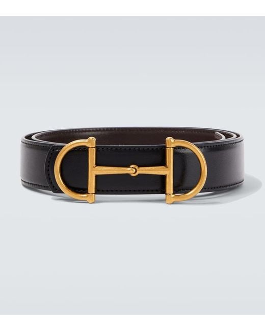 Gucci Horsebit Reversible Leather Belt in Black for Men | Lyst