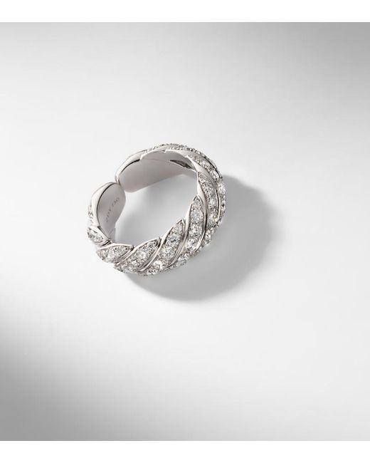 David Yurman White Sculpted Cable 18Kt Ring With Diamonds